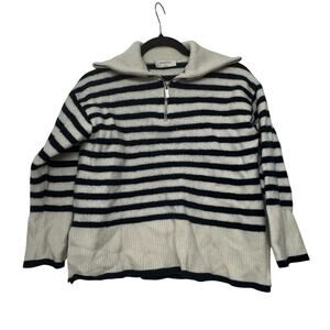 Aritzia Babaton Weekday Turtleneck Stripe Crop Merino Wool Sweater Womens Small